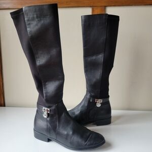Michael Kors Tall Black Leather Boots Size 8